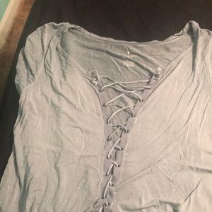 Laced Front Blue Top